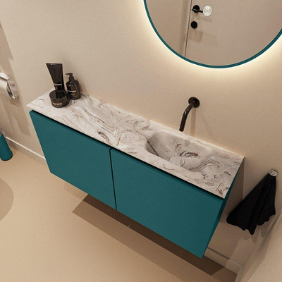 MONDIAZ TURE-DLUX 100cm toiletmeubel Smag. EDEN wastafel Glace positie rechts. Zonder kraangat.
