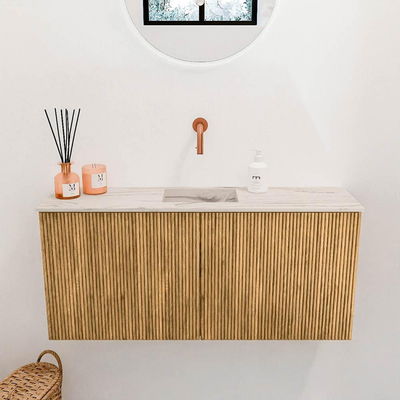 Mondiaz JOYA-DLUX 90cm toiletmeubel - kleur Oak - Wastafel FAYE positie Midden Zonder kraangat kleur Nata.