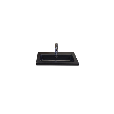 H&R Badmeubelen Djazz Wastafel - 61x45.5x4cm - 1 kraangat - keramiek zwart mat