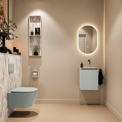 MONDIAZ TURE-DLUX 40cm toiletmeubel Greey. EDEN wastafel Glace positie rechts. Zonder kraangat.