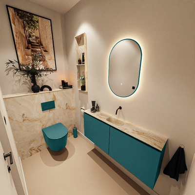 Mondiaz GLOW miroir – ovale – 45 x 90 cm – LED indirecte tout autour – capteur de mouvement – Smag (vert)