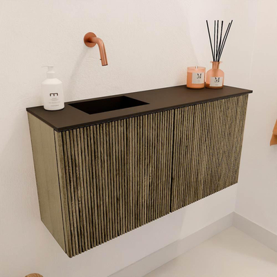 Mondiaz JOYA 80cm toiletmeubel - kleur Dusk - Wastafel FAYE positie Links Zonder kraangat kleur Urban.