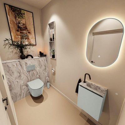MONDIAZ TURE-DLUX Meuble toilette - 40cm - Greey - EDEN - vasque Glace - position droite - 1 trou de robinet