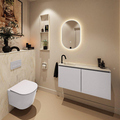 MONDIAZ TURE-DLUX meuble de WC 100 cm Cale. EDEN lavabo Ostra position gauche. Avec 1 trou de robinet.
