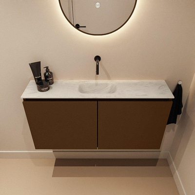 MONDIAZ TURE-DLUX 100cm toiletmeubel Rust. EDEN wastafel Opalo positie midden. Zonder kraangat.