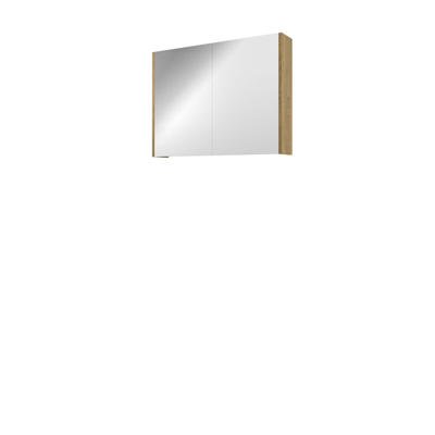 Proline Spiegelkast Xcellent met dubbel gespiegelde deuren, 2 deuren 80x14x60cm Ideal oak OUTLETSTORE