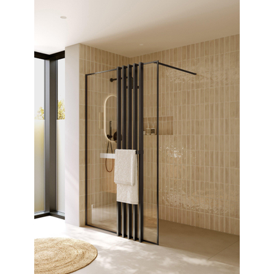 Riho Define Deco Screen - met handdoekrek - Gunmetal mat
