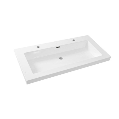 Wiesbaden Vision lavabo simple avec 2 trous de robinet 100x46x5,5 marbre synthétique brillant blanc
