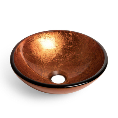 Saniclass Pesca Vasque à poser - 30x10,5cm - rond - verre trempé - marron rouge