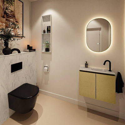 MONDIAZ TURE-DLUX Meuble toilette - 60cm - Oro - EDEN - vasque Opalo - position droite - 1 trou de robinet