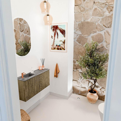 Mondiaz JOYA-DLUX 80cm toiletmeubel - kleur Dusk - Wastafel FAYE positie Links 1 kraangat kleur Sombra.