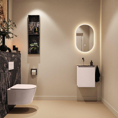 MONDIAZ TURE-DLUX Meuble toilette - 40cm - Rosee - EDEN - vasque Lava - position gauche - sans trou de robinet