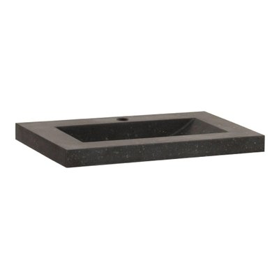 BRAUER Magma lavabo peu profond 60x40x5cm - 1 bassin - 1 trou de robinet - pierre naturelle - basalte anthracite