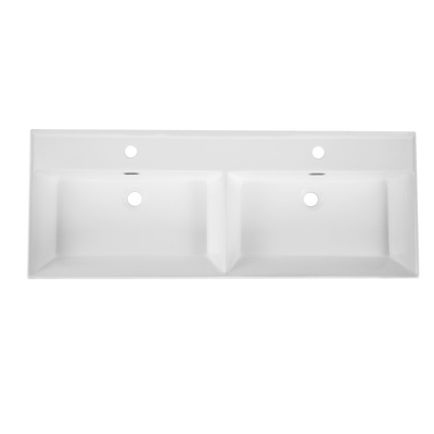 Saniclass Legend Meuble lavabo - 120.5x47x12cm - trop-plein - 2 lavabos - 2 trous de robinet - céramique - blanc brillant