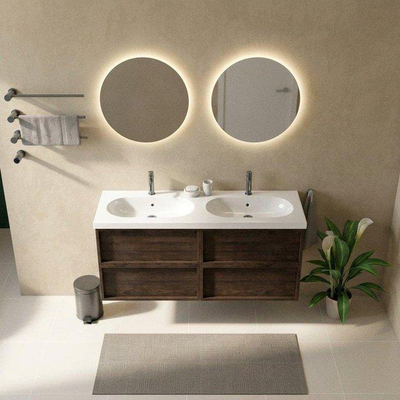 Saniclass Holz Frame Meuble sous lavabo - 140x45x60cm - 4 tiroirs - chêne charcoal