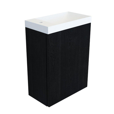 Arcqua Marble Fonteinset - 40x22x54.5cm - fontein mat wit - met overloop - oak black