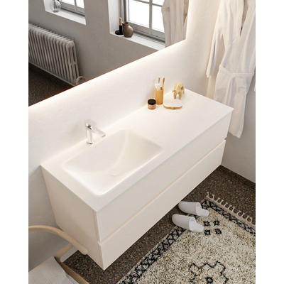 Mondiaz VICA ensemble de meuble de salle de bain - 120cm - meuble sous-vasque lin - 2 tiroirs - lavabo nuage gauche - 1 trou de robinet - miroir LED - version XL 60cm de haut