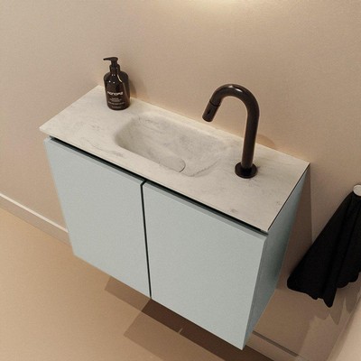MONDIAZ TURE-DLUX 60cm toiletmeubel Greey. EDEN wastafel Opalo positie midden. Met 1 kraangat.