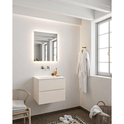 MONDIAZ VICA Ensemble de meuble salle de bain - 60cm - 2 tiroirs - lavabo Cloud au centre - 0 trous de robinet - solid surface lin