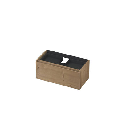 INK Wastafelonderkast - 90x45x40cm - 1 lade - greeploos - met houten keerlijst - MDF - Ash grey
