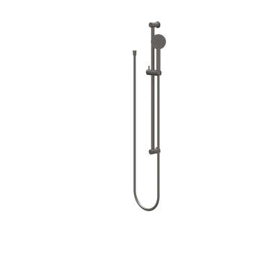 IVY Ensemble barre de douche - avec douchette - rond - satin spray - flexible de douche 150cm - Métal noir brossé PVD