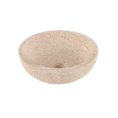 Differnz Terrazzo vasque à poser - 40x40x15cm - ronde - terrazzo - marron/beige mat