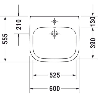 Duravit D-code - D-Code - Vital - wastafel - met overloop - met kraanvlak - 600x550 mm - wit - barriërevrij - wit
