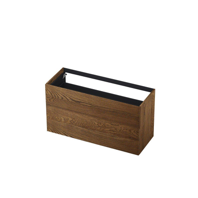 INK Wastafelonderkast - 100x45x65cm - 2 lades - push to open - met rechte opdekfronten - Eiken - Chocolate