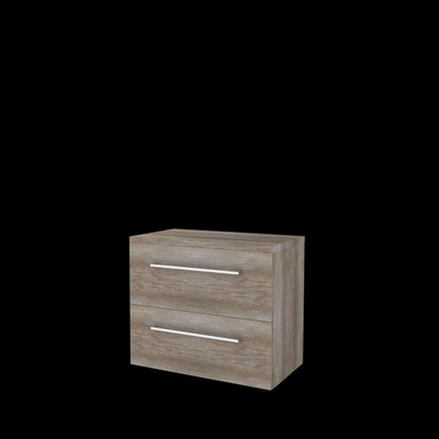 Basic-Line Start 46 ensemble de meubles de salle de bain 80x46cm avec poignées 2 tiroirs plan vasque mfc scotch oak