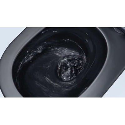 QeramiQ Dely Swirl WC suspendu - 36.5x53cm - à fond creux - sans bride - abattant slim - noir mat