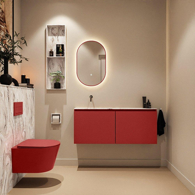 MONDIAZ TURE-DLUX 120cm toiletmeubel Fire. EDEN wastafel Glace positie links. Zonder kraangat.