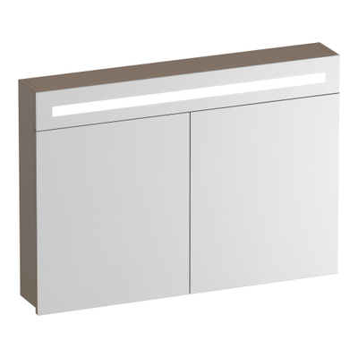 BRAUER Promise armoire de toilette – 99 x 70 x 15 cm – LED directe en haut – 2 portes – Moka