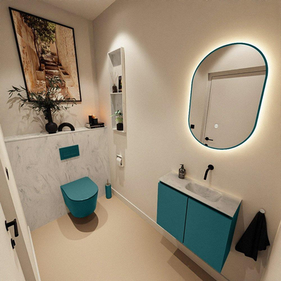 MONDIAZ TURE-DLUX Meuble de toilettes 60 cm Smag. EDEN lavabo Opalo position droite. Sans trou de robinet.