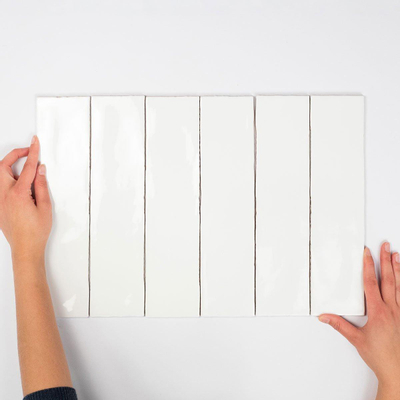 Terravito Pavero carreau mural - 7,5x30cm - Rectangulaire - 8,6mm - Blanc brillant