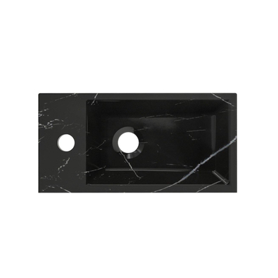 Riho Livit Tiny Lave-mains - 1 trou de robinet gauche - 41x20.5x10.5cm - marbre noir DESTOCKAGE