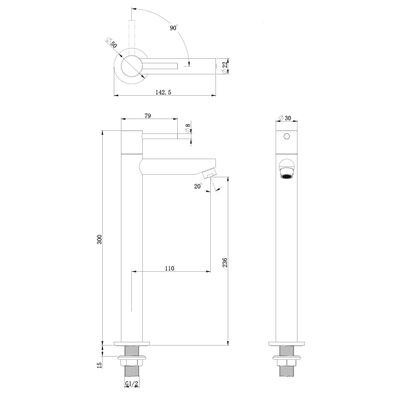 Best Design Nero High-Aquador Robinet lave-mains Noir mat