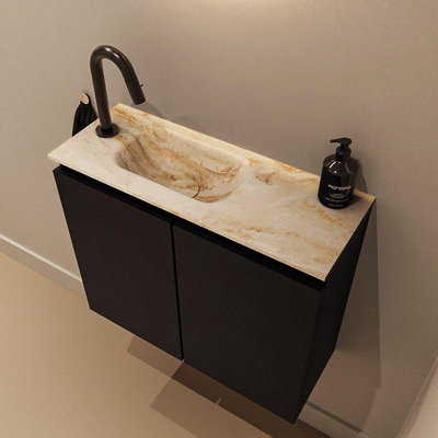 MONDIAZ TURE-DLUX Meuble de toilettes 60 cm Urban. EDEN lavabo Frappe position gauche. Avec 1 trou de robinet.