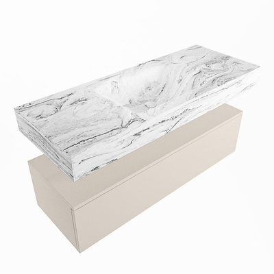 Mondiaz ALAN-DLUX Ensemble de meuble - 120cm - meuble Linen mat - 1 tiroir - Lavabo Cloud Glace suspendu - vasque Centre - 1 trou de robinet