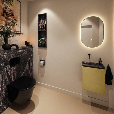 MONDIAZ TURE-DLUX 40cm toiletmeubel Oro. EDEN wastafel Lava positie links. Zonder kraangat.