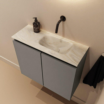 MONDIAZ TURE-DLUX meuble de toilettes 60 cm Smoke. Lavabo EDEN Ostra position à droite. Sans trou de robinet.
