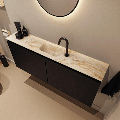 MONDIAZ TURE-DLUX Meuble WC 120 cm Urban. EDEN lavabo Frappe position milieu. Avec 1 trou de robinet.