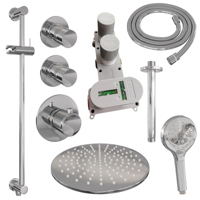 BRAUER Chrome Edition inbouw regendoucheset – Ø30 cm hoofddouche – 20 cm plafondbuis – ronde handdouche – glijstang 70 cm