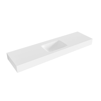 Mondiaz GRUNNE Vrijhangende wastafel - 150cm - wasbak midden - rand 12cm - solid surface Talc