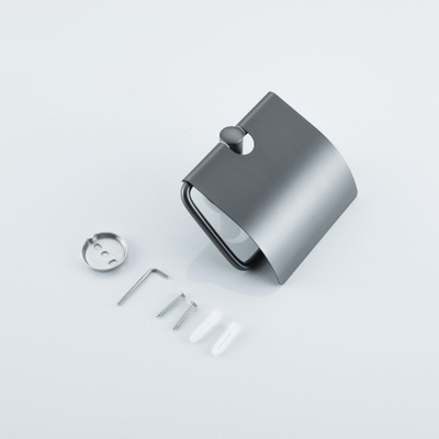 Fortifura Calvi Toiletset 5-delig - toiletrolhouder - reserverolhouder - toiletborstelhouder - handdoekhaak - pedaalemmer - Geborsteld Gunmetal PVD