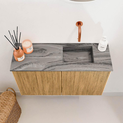 Mondiaz JOYA-DLUX 70cm meuble de salle de bains - couleur Oak - Vasque FAYE position Droite Sans trou de robinet couleur Sombra.