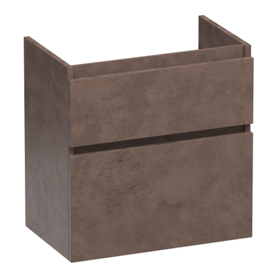 BRAUER Delight meuble sous-lavabo peu profond - 60x39x60cm - 2 tiroirs à fermeture douce - sans poignée - 1 découpe pour siphon - Erosion