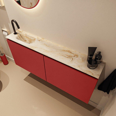 MONDIAZ TURE-DLUX 120cm toiletmeubel Fire. EDEN wastafel Frappe positie links. Met 1 kraangat.