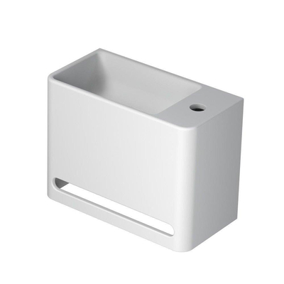 INK Hangar Fontaine - 40x20x30cm - vasque à gauche - 1 trou de robinetterie - polystone blanc mat