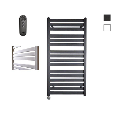 Sanicare HVS - Moda Elektrische Radiator - 120x60cm - 876W - met afstandsbediening - thermostaat - chroom - linksonder - mat wit