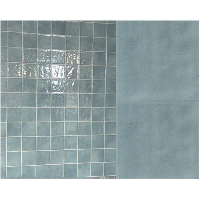 Terravito Bemare carreau mural - 10x10cm - 8mm - Carré - Bleu clair brillant